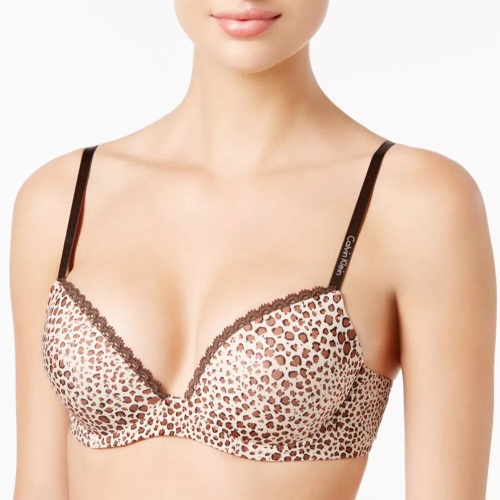 Calvin Klein "Seductive Comfort" Customized Lift Push Up Bra – Leopard Print 32C
